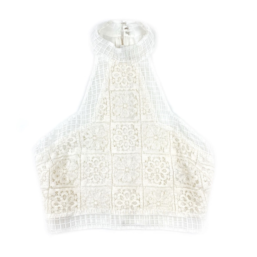 ALEXIS White Lace Halter Crop Top